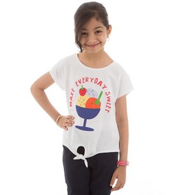 تصویر تی شرت گره ای دخترانه بالنو 
