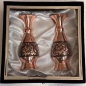 تصویر گلدان مسی الماس تراش با جعبه مخمل 