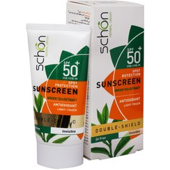 تصویر کرم ضد آفتاب رنگی دابل شیلد SPF50 شون مناسب پوست خشک تا نرمال 50 میلی لیتر Schon Double Shield SPF 50 Sunscreen Cream for Normal to Dry Skin 50 ml