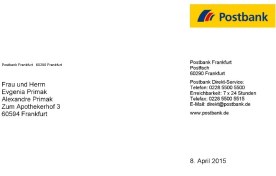 تصویر صورت‌حساب بانکی Postbank آلمان | مناسب برای احراز هویت و وریفای حساب 