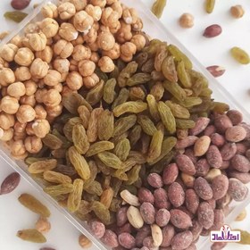 تصویر نخود چی کشمش بادام زمینی 250 گرمی اعتماد تازه و اعلا 