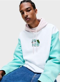 تصویر هودی آزاد با طراحی رنگی چندگانه برند H&M Color Block Relaxed Fit Hoodie