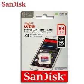 تصویر کارت حافظه MicroSD سن دیسک مدل Ultra ظرفیت 64 گیگابایت – 140MB/s SanDisk Ultra microSDXC UHS-l Card Up to 140MBPs 64Gb