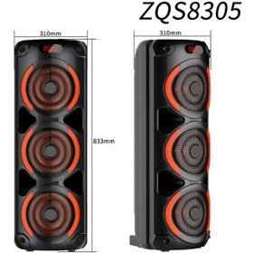 تصویر اسپیکر سه باند شارژی بلوتوثی قابل حمل مدل ZQS8305 speaker 3 woofer 8 inch ZQS8305