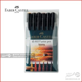 تصویر ماژیک پیت آرتیست فابرکاستل پک ۶ تایی Faber-Castell Pitt Artist Brush Pen Wallet of 6 