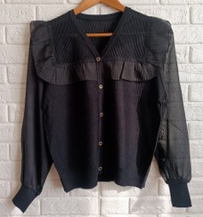 تصویر بلوز نیمه مجلسی ریز بافت گپ - مشکی 