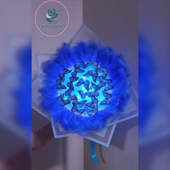 تصویر دسته گل پروانه ۲۰ شاخه آبی پردار 