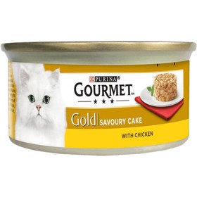 تصویر کنسرو گربه گورمت گلد طعم مرغ مدل کیکی 85 گرم Gourmet Gold