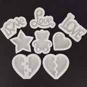 تصویر قالب سیلیکونی رزین مدل جاکلیدی پک ولنتاین (LOVE) مجموعه 8 عددی - 