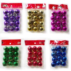 تصویر آویز درخت کریسمس مدل گوی ریز بسته ۱۲ عددی 