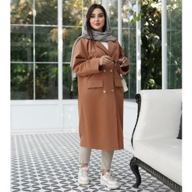 تصویر بارانی زنانه بدون آستر بلند مدل آوا - کد 4101 - فری سایز (48-36) / Trench Coat Model Ava - Code 4101