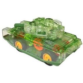 تصویر ماشین اسباب بازی اصطکاک شفاف سبک تانک نظامی 15 سانتی متر سبز Shem 