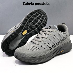 تصویر کفش کوهنوردی وارداتی طبی زیره تزریق ویبرام ضد آب مدل merrell مرل طوسی _ تبریز پوش 