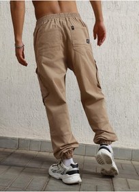 تصویر شلوار کتان مردانه با فیت آزاد و قد مستقیم، با کمر متوسط برند hubberholme Men Relaxed Straight Leg Loose Fit Mid Rise Cotton Cargos Trousers