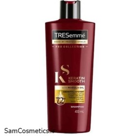 تصویر شامپو مو ترسمی قرمز مدل کراتین و صافی مو با روغن مارولا حجم 400 میل TRESEMME KERATIN SMOOTH SHAMPOO 400ML