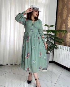 تصویر پیراهن حریر گلدوزی ترک - مشکی / S 