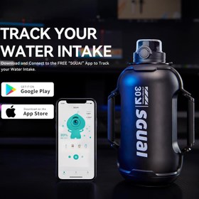 تصویر قمقمه هوشمند بزرگ ورزشی SGUAI ال ای دی دار SGUAI Smart Water Bottle, 44oz Smart Sports Gallon Water Bottle, Tracks Water Intake with Bluetooth, LED Glow Reminder, BPA Free Tritan Bottle for Fitness Gym Outdoor, Straw Lid, 1.3L