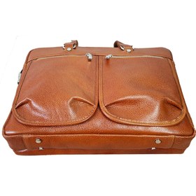 تصویر کیف لپ تاپی و اداری چرم طبیعی گاوی مدل آرشا - مشکی Cow leather laptop and office bag ARSHA model