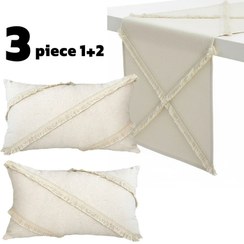 تصویر ست رانر و کوسن مینیمال لینن لاین 