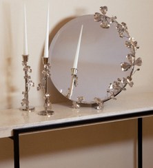 تصویر آینه شمعدان دل آذین نقره ای دایره 