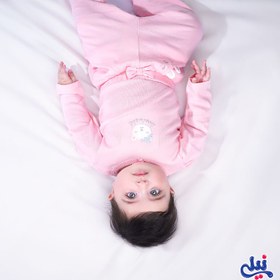 تصویر ست لباس دو تکه بلوز آستین بلند و شلوار صورتی نوزاد دخترانه طرح لاولی نیلی Nili Lovely Nili Lovely Baby Girl Pink Long Sleeve Shirt & Pants