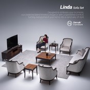 تصویر مبل8نفره لیندا(شرکت هرواک)-ماهگونی linda furniture