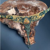 تصویر دستبند میکرومکرمه تمیمه با سنگ جاسپر پاییزی 