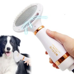 تصویر برس و سشوار برقی سگ و گربه با دکمه تخلیه مو pet brush and hair dryer