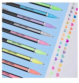 تصویر خودکار ژله ای 18 رنگ 1pc Assorted Colored Pens Set For Coloring, Glitter Gel Pens, Rollerball Pens, Journaling Pens For Men & Women, Glow In Dark Star Design (Random Color & Style), (Random Packaging)