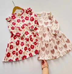 تصویر دخترانه/پیراهن ریلی/جامک - سایز3:پهنا۳۳بلندی۵۹قداستین۳۷ / گل قرمز 