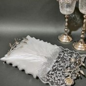 تصویر سینی پذیرایی رزینی با ورق نقره و دسته رنگ ثابت 