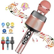 تصویر میکروفون اسپیکر بلوتوثی Q008 با نورهای ریتمیک 