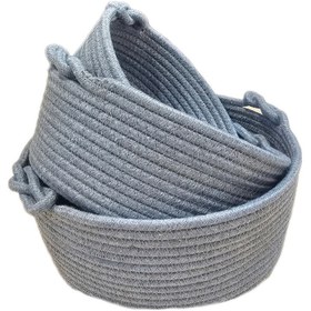 تصویر سبد نان و سبزی مدل p38 مجموعه ۳ عددی - فیروزه ای 