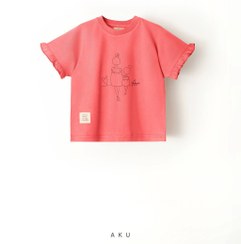 تصویر تیشرت دخترانه آستین چین گلدوزی شده جنس نخ پنبه برند آکو aku aku