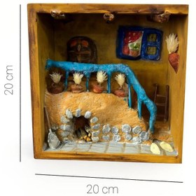 تصویر دیوارکوب چوبی فانتزی طرح برجسته ایوان خونه مادربزرگه 