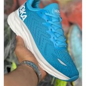 تصویر کفش کتانی هوکا کلیفتون ۸ رنگ آبی با زیر سفید 