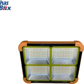 تصویر پروژکتور شارژی خورشیدی آفتابی و مهتابی ۱۰۰وات d8 پروژکتور مسافرتی پاور بانک دار خورشیدی ۱۰۰وات