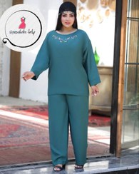 تصویر شومیزشلوار گلدوزی - سبز / فری سایز مناسب۴۰ تا ۴۶ 