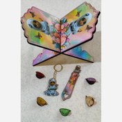 تصویر رحل کودک پسرانه دخترانه مناسب جشن های قرآنی جنس چوبی اندازه 22 در 12 سانت هدیه فرهنگی مدارس 