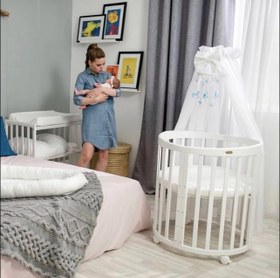 تصویر گهواره چوبی کودک ۶ کاره سلیکا 