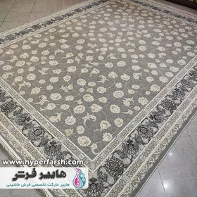 تصویر فرش قیطران 1200 شانه طرح زرافشان زمینه فیلی (برحسته) 