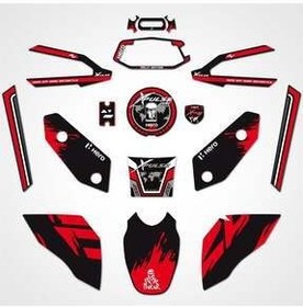 تصویر محافظ باک و برچسب قرمز HERO XPULSE RED FULL TANK PAD SET STICKER 3D Redline Grafik 