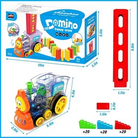 تصویر قطار بازی مدل دومینو ساز شفاف طرح موزیکال ا Transparent domino model toy train with musical design Transparent domino model toy train with musical design