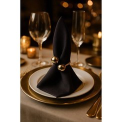 تصویر حلقه دستمال سفره 6 عددی امتوری هوم طلایی براق 