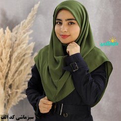 تصویر مقنعه ساده کرپ رنگ سبز پسته ای قد ۹۰ 