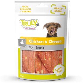 تصویر تشویقی سگ ترولی (ونپی) مدل مرغ و پنیر، نرم و کم چرب Chicken & Cheese وزن ۹۰ گرم truly treat Chicken & Cheese for dogs