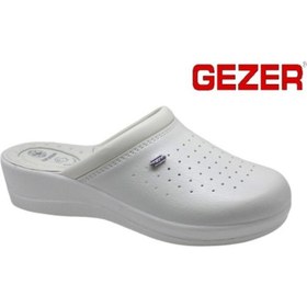 تصویر دمپایی بیمارستانی/کاری مدل 4768 سفید چهار نقطه‌ای برند gezer 4768 White 4 Point Hospital/Work Sabo Slippers