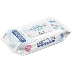 تصویر دستمال مرطوب پاک کننده آرایش دلفین مدل 001 بسته 60 عددی Dolphin make up remover wipes, model 001, pack of 60