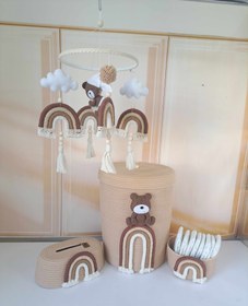 تصویر نظم دهنده اتاق کودک طرح خرس و رنگین کمان 