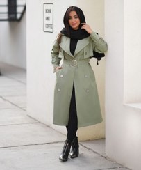 تصویر بارانی زنانه دو ژیله دکمه آیینه ای کد 133 